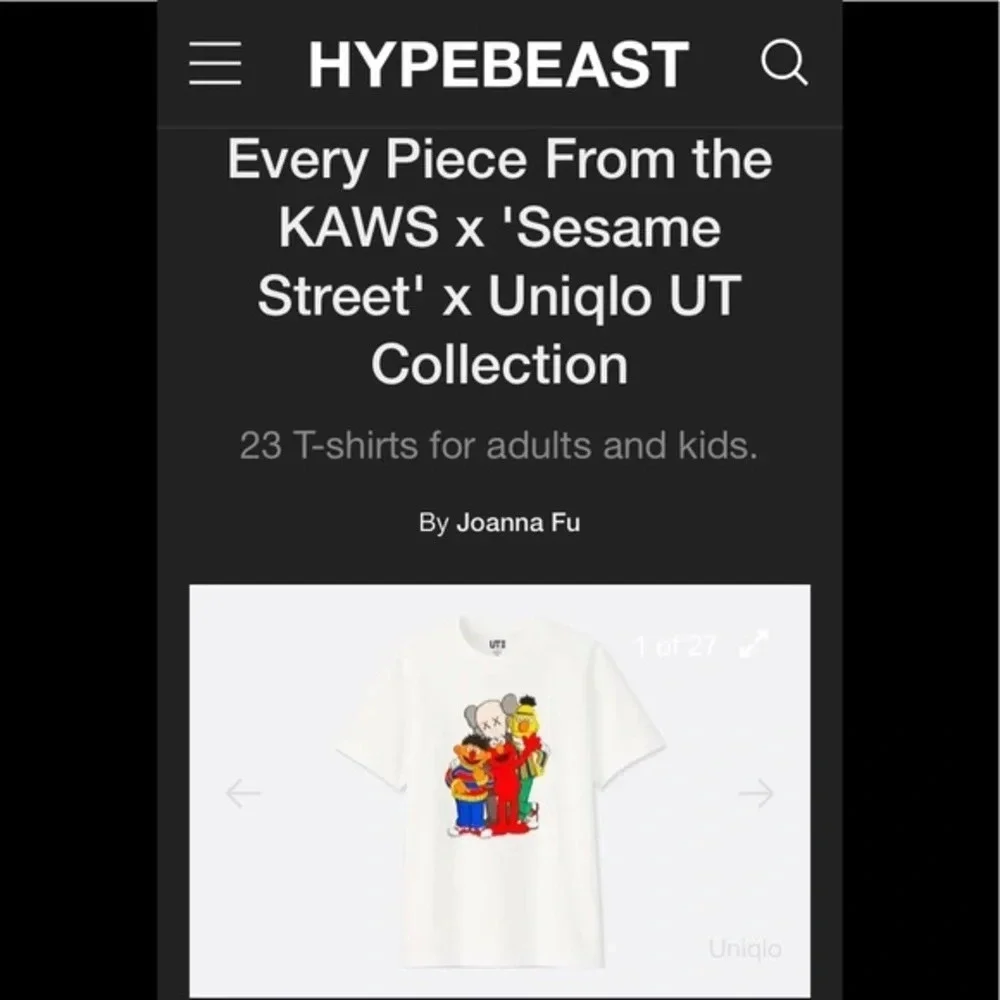 KAWS X Uniqlo X Sesame Street Tee Size 11-12 Kids